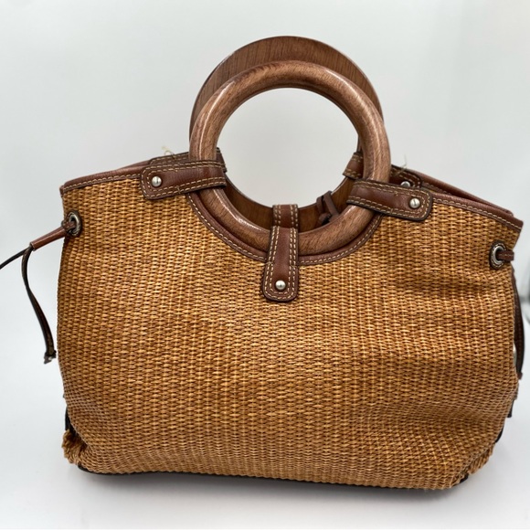 FOSSIL Vacation Bag PURSE VINTAGE Thatch Weave & Brown Summer Beach HH07 - Picture 1 of 9